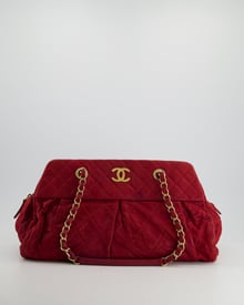Chanel Chanel Burgundy Mademoiselle Shoulder Bag in Nubuck Leather and Gold Hardware