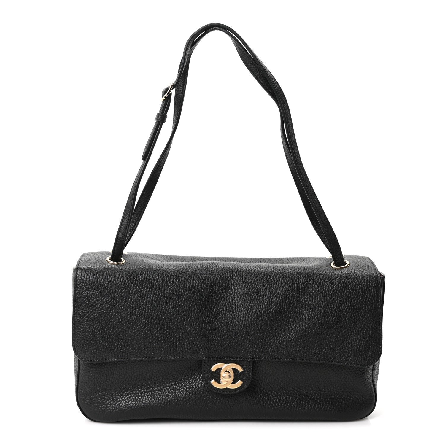 Grained Calfskin Small Souplissimo Maxi Flap Black