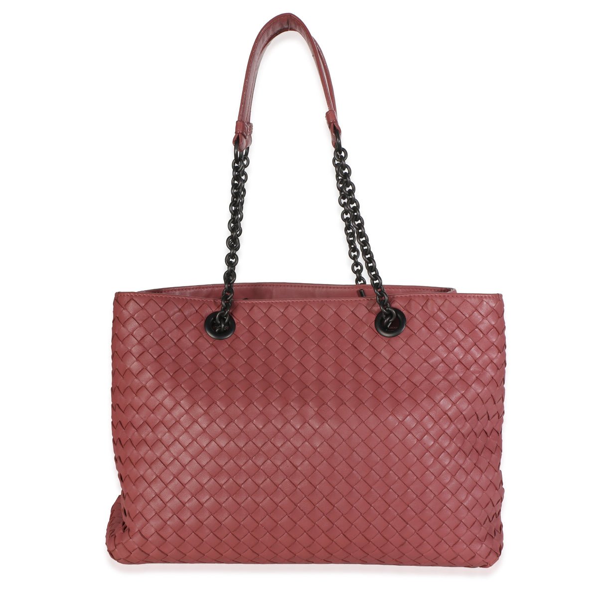 Bottega Veneta Pale Pink Nappa Intrecciato Medium Classic Chain Strap Tote