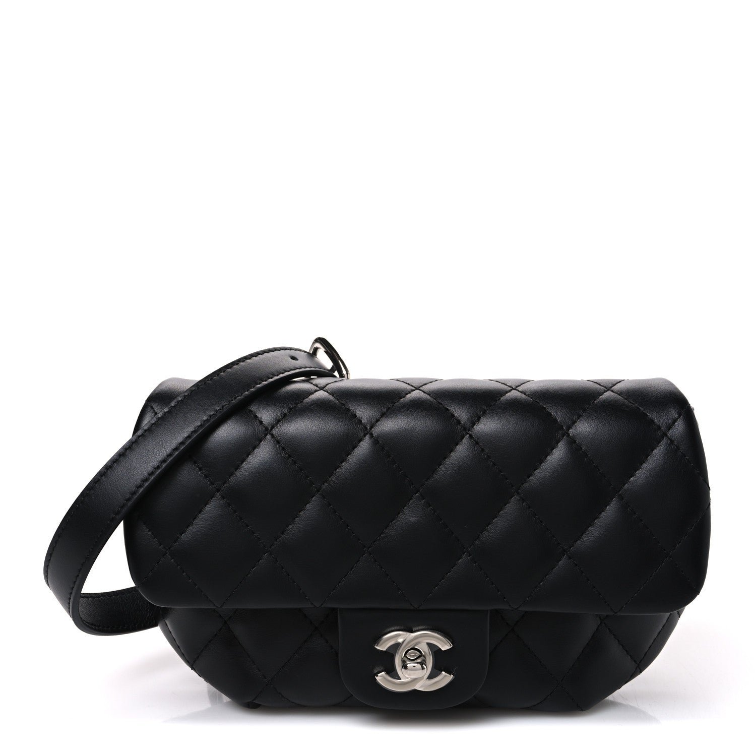 Chanel Calfskin Quilted CC Uniform Flap Belt Bag Black