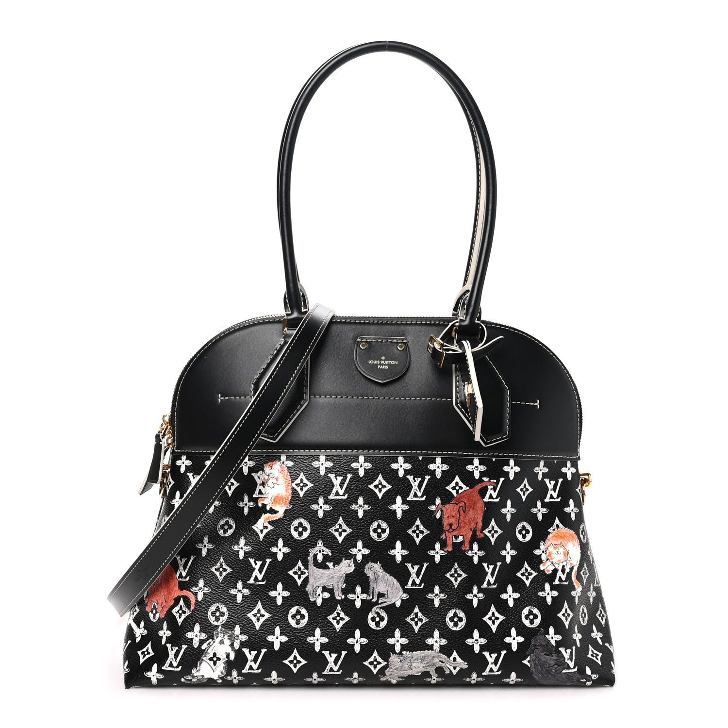 Louis Vuitton Calfskin Catogram Alma Souple MM Black
