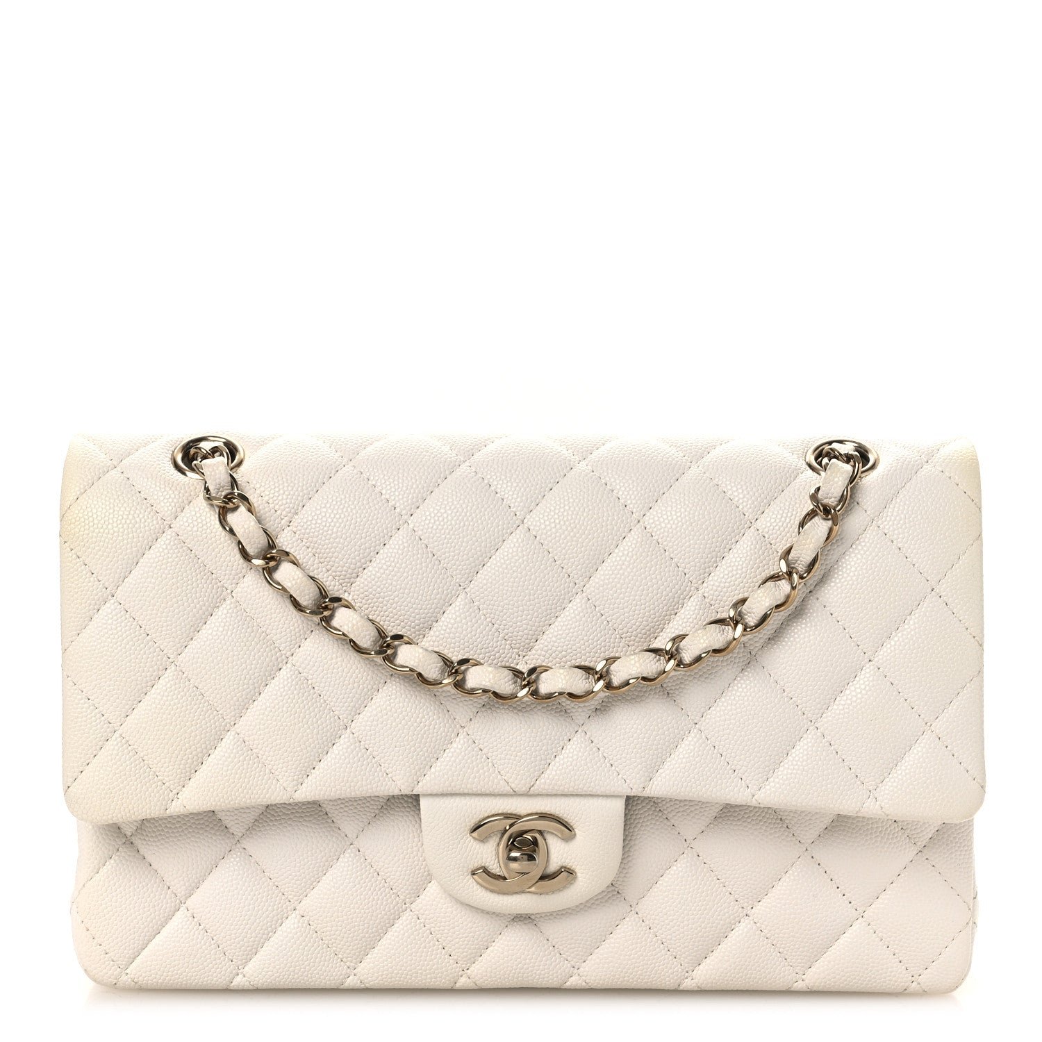 Chanel Chanel Caviar Quilted Medium Double Flap White