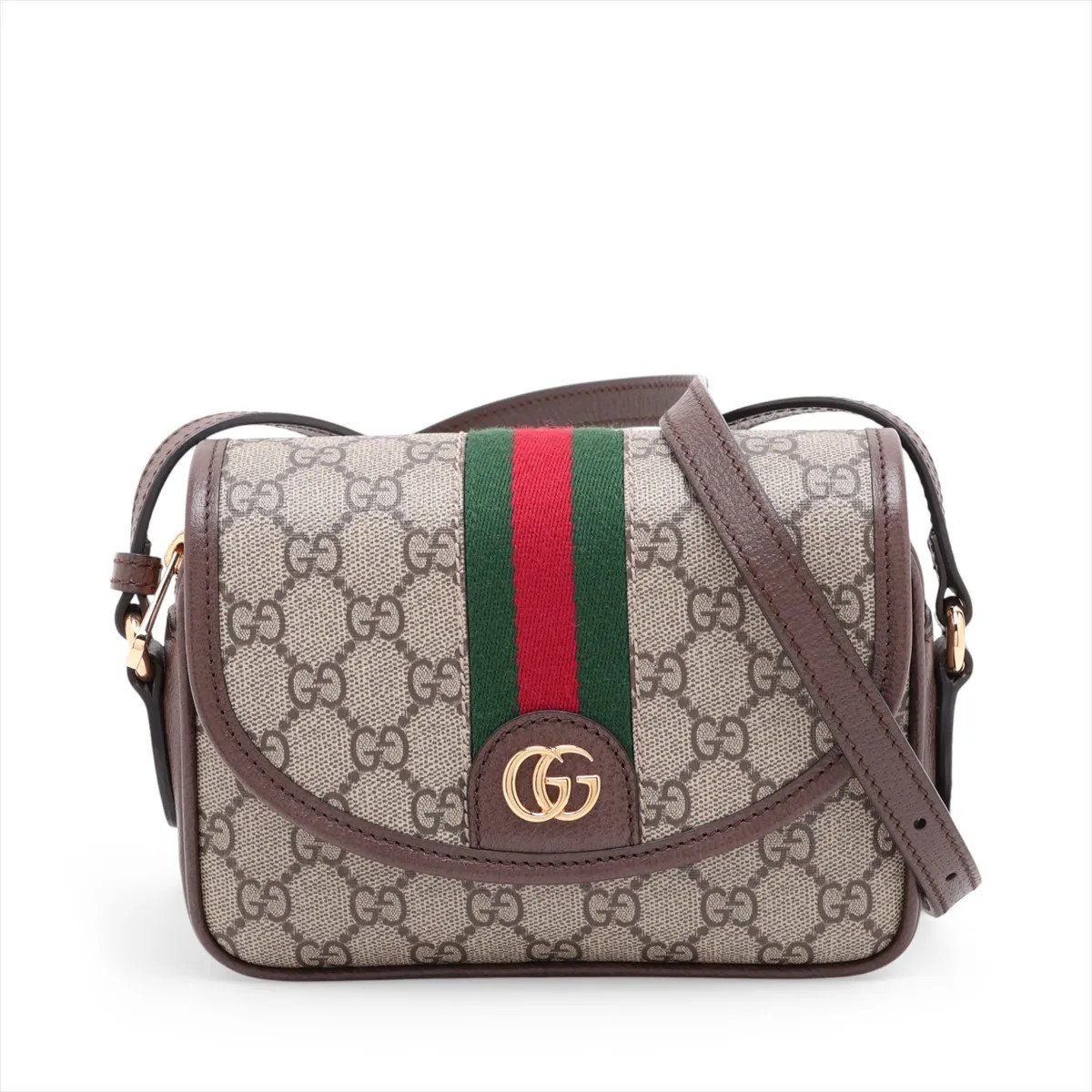 Gucci GG Supreme Ophidia 772239 PVC & leather Shoulder bag Beige×Brown