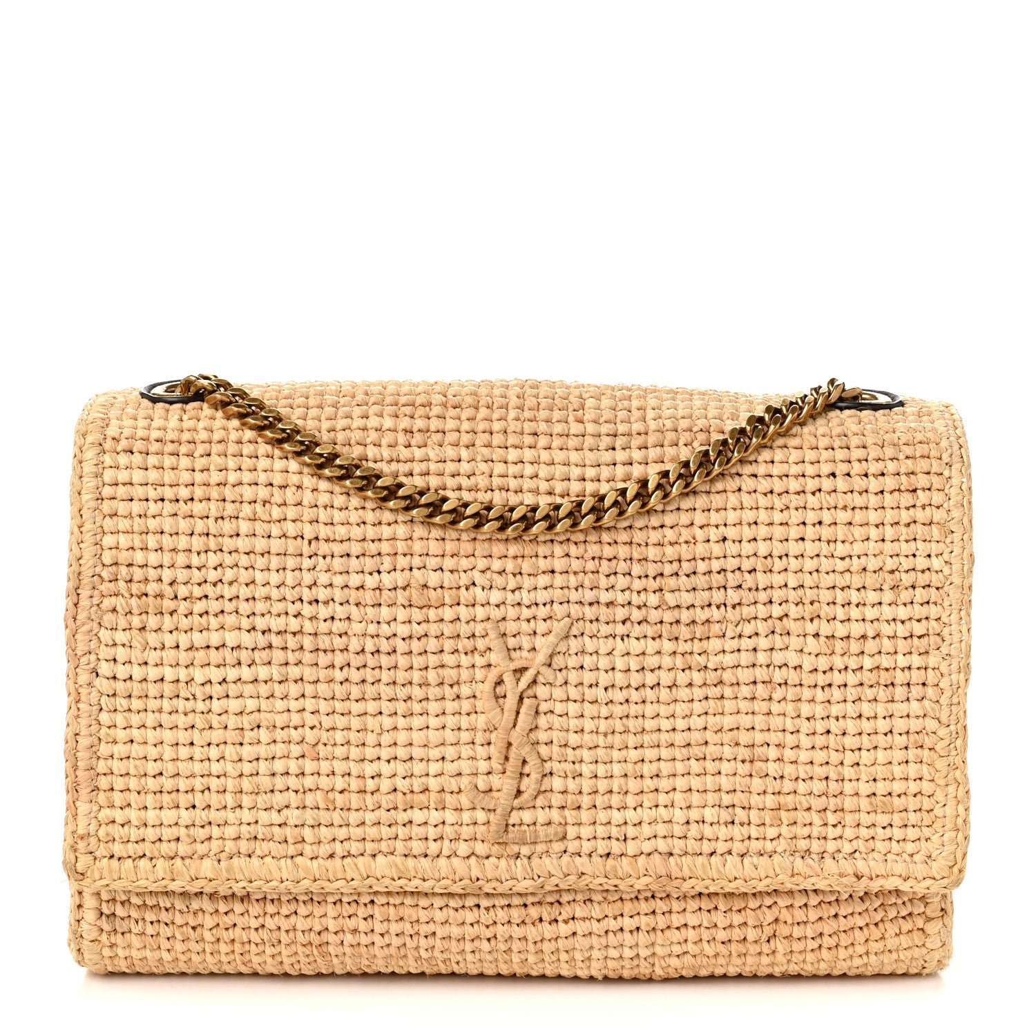 Saint Laurent Raffia Monogram Medium Jamie Natural Avorio