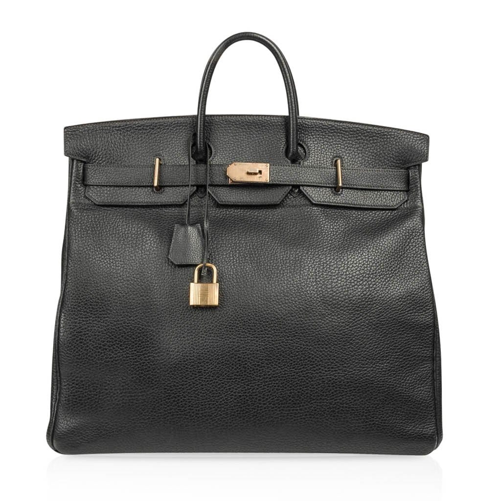 Hermes Hermes Limited Edition Vintage HAC Birkin 50 Bag Black Fjord Leather with Brass Hardware