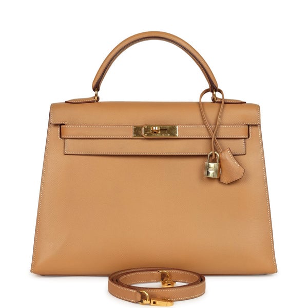 Hermes Vintage Hermes Sellier Kelly 32 Naturel Courchevel Gold Hardware