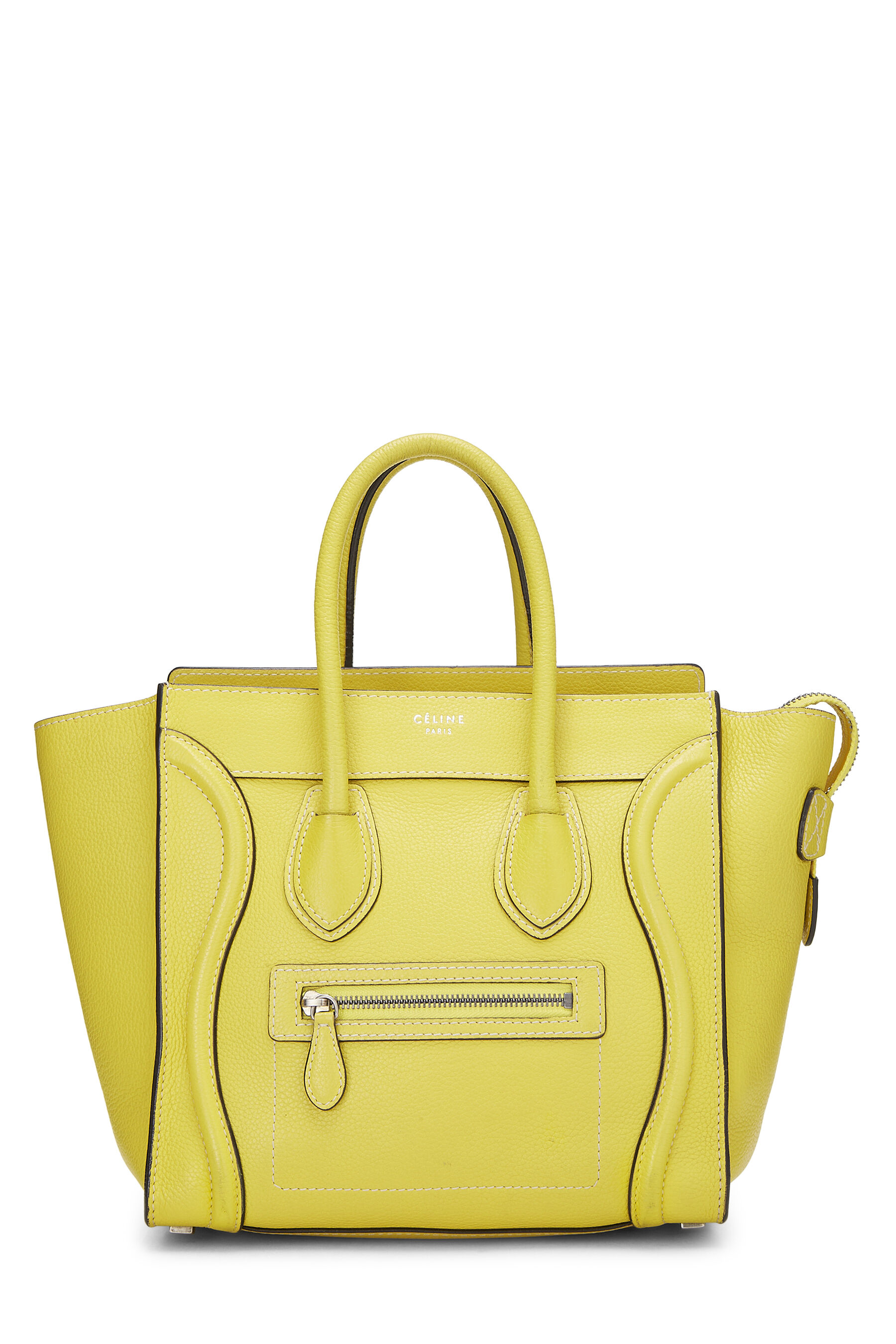 Celine Yellow Drummed Calfskin Luggage Micro