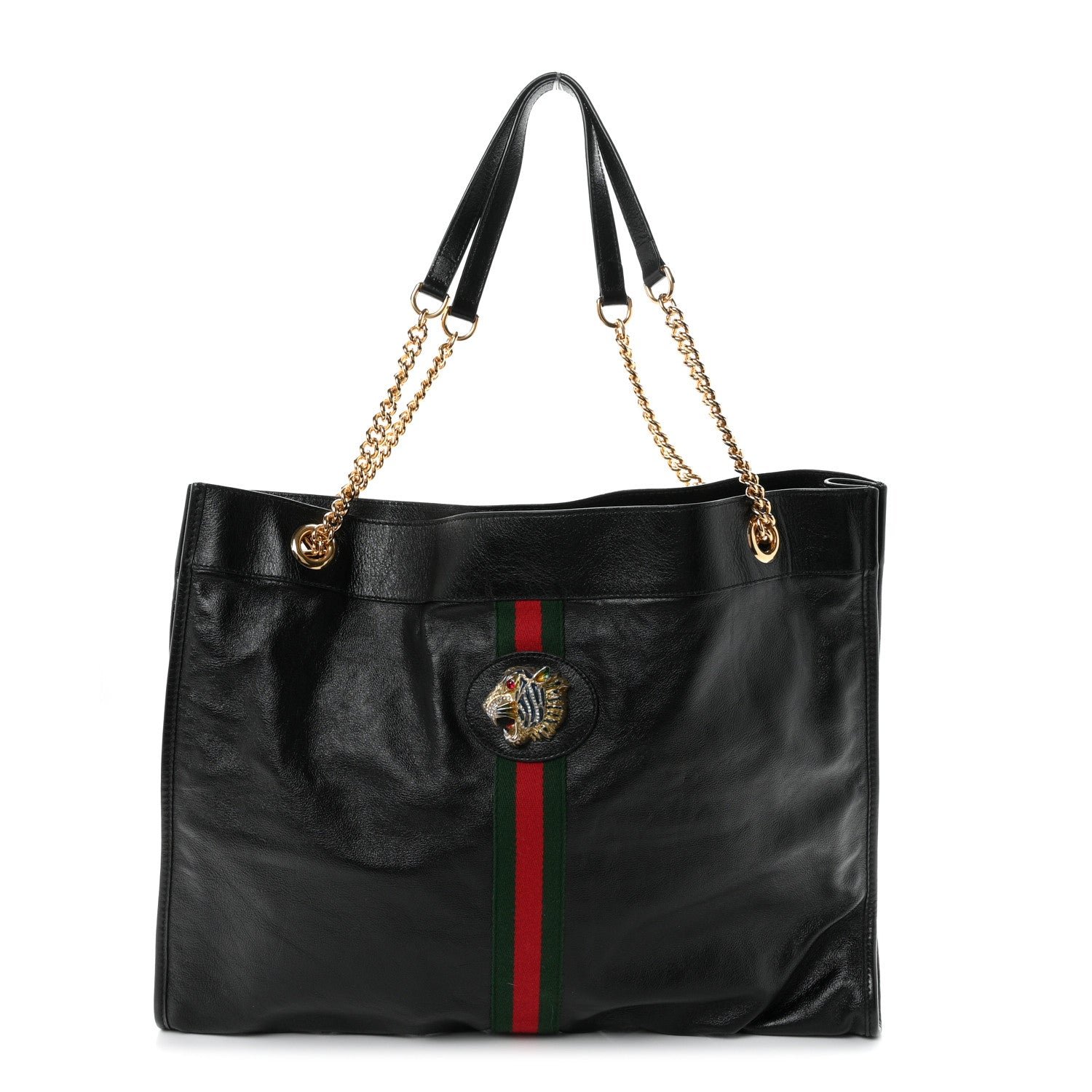 Gucci Calfskin Large Rajah Chain Tote Black
