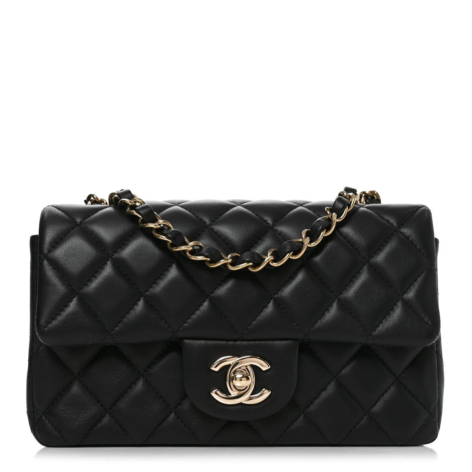 Chanel Lambskin Quilted Mini Rectangular Flap Black