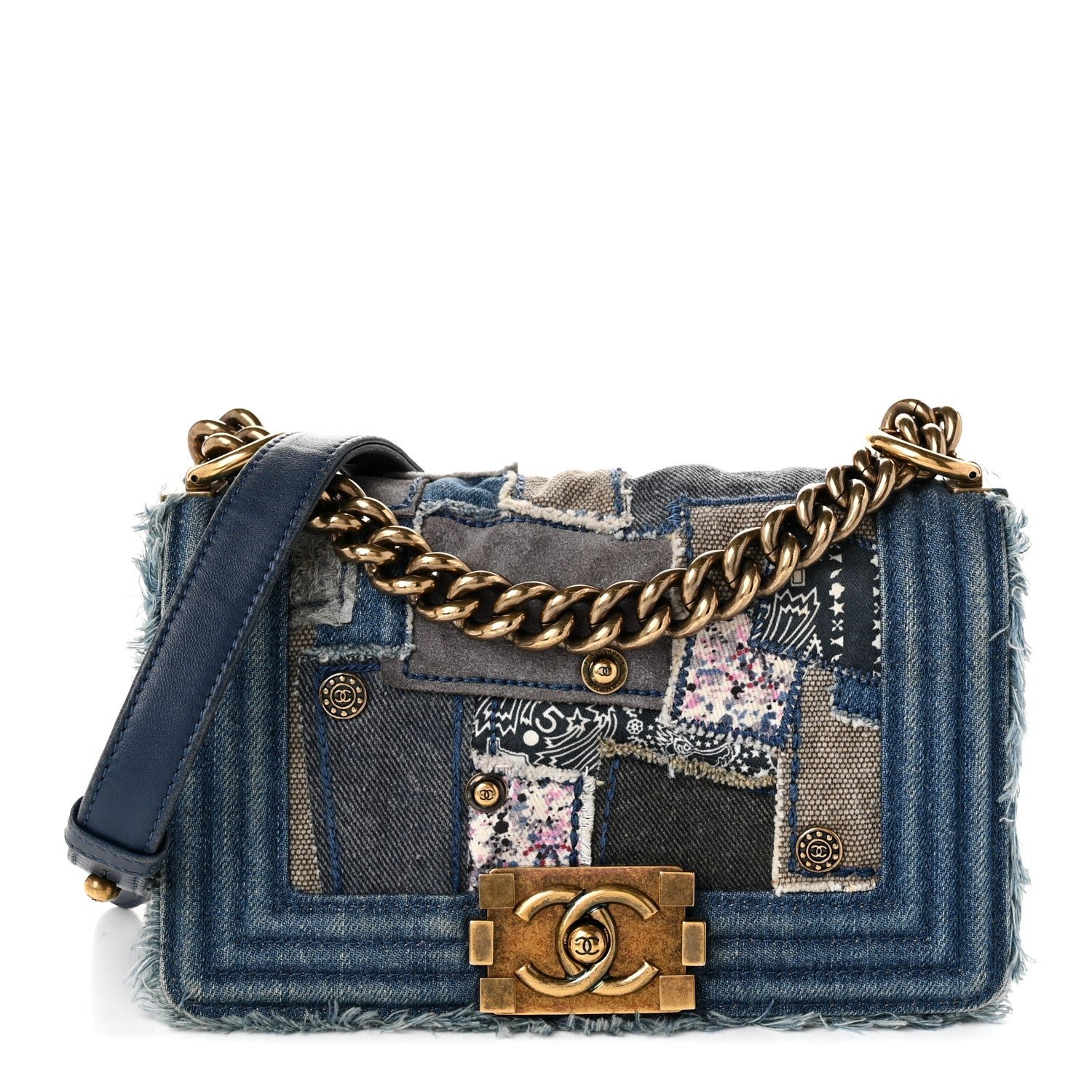 Chanel Denim Patchwork Small Boy Flap Blue