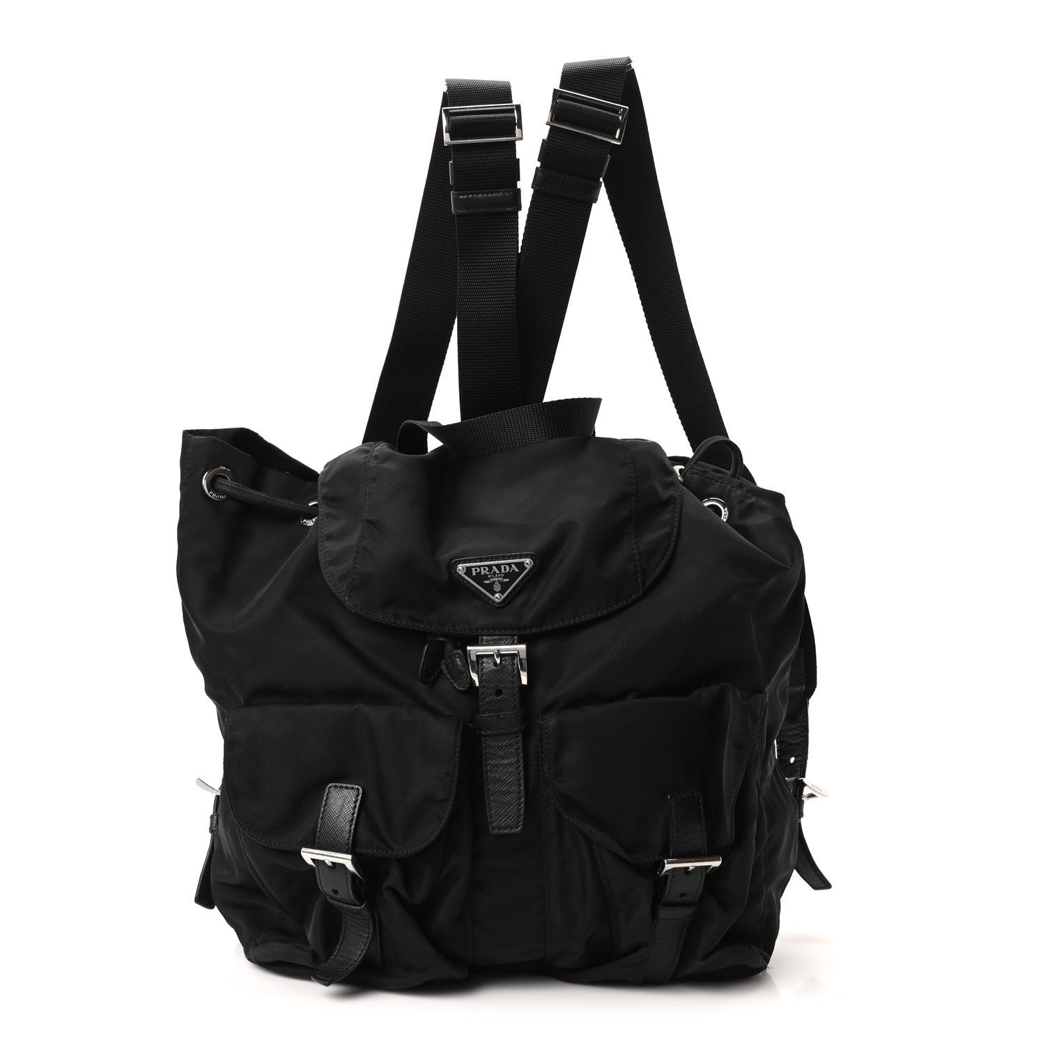 Prada Tessuto Nylon Saffiano Medium Backpack Black