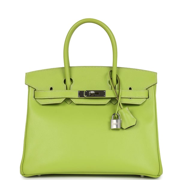 Hermes Pre-owned Hermes Birkin 30 Kiwi Candy Epsom Palladium Hardware