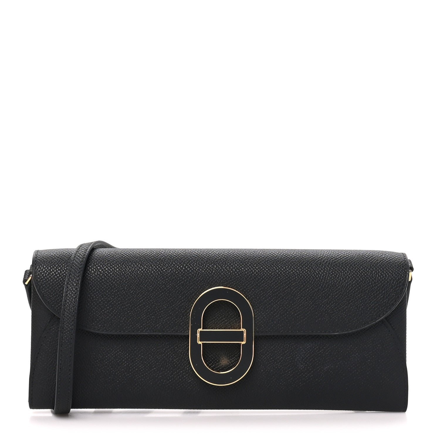 Hermes Epsom Enamel Maillon Wallet To Go Black