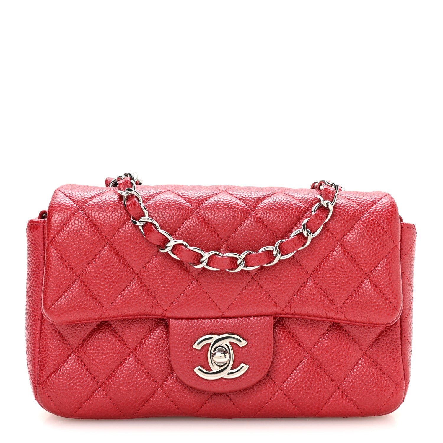 Chanel Caviar Quilted Mini Rectangular Flap Red