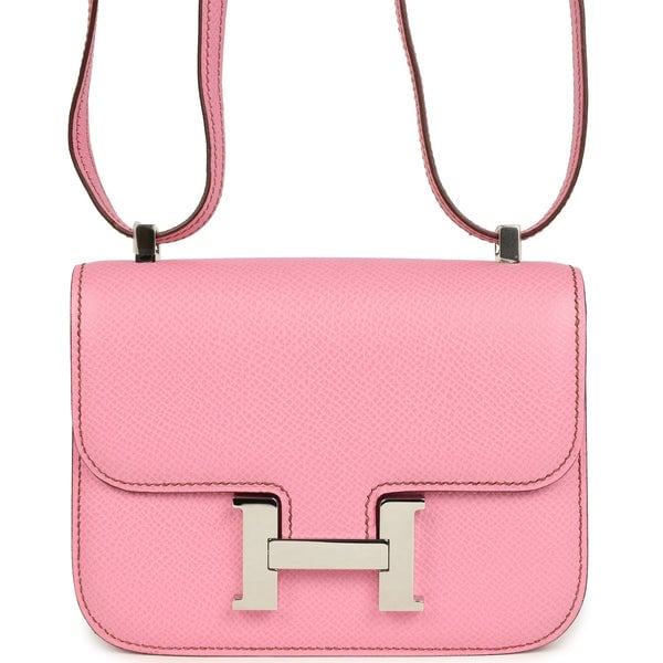 Hermes Pre-owned Hermes Micro Constance 14 Bubblegum Epsom Palladium Hardware