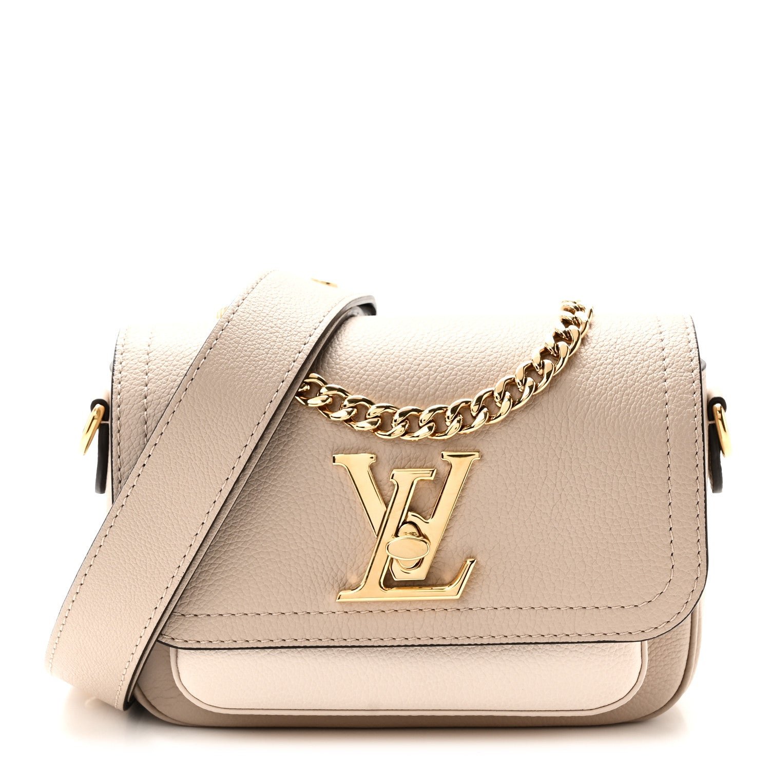 Louis Vuitton Grained Calfskin Lockme Tender Greige