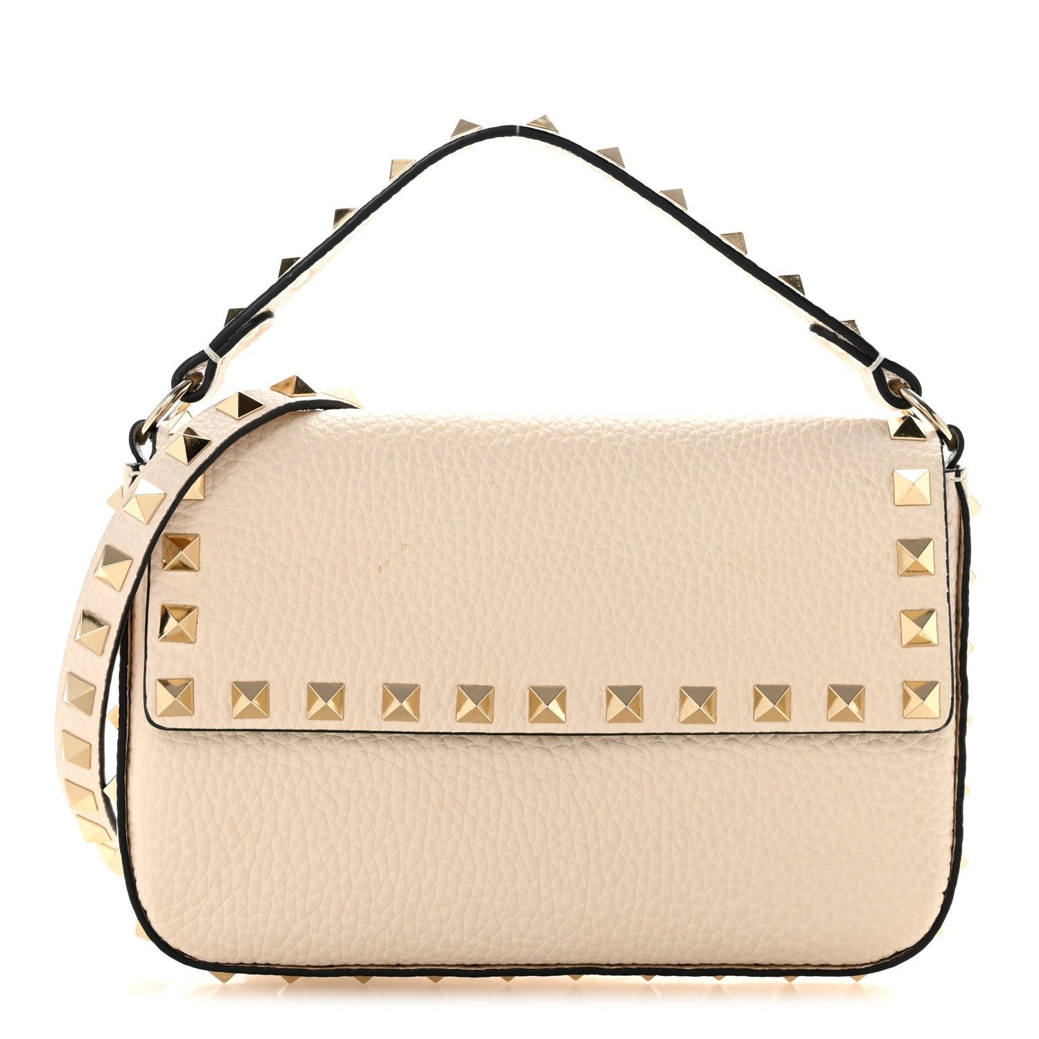 Valentino Garavani Grainy Calfskin Rockstud Crossbody Pouch Light Ivory