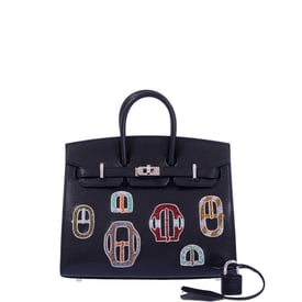 Hermes Hermès Birkin 20 Sellier Bouclerie Moderne Black Chèvre Palladium Hardware