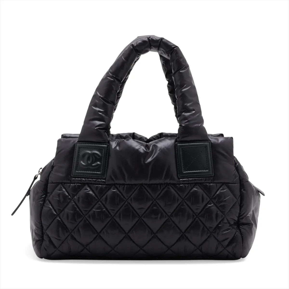 Chanel Coco Cocoon Nylon & Leather Hand bag Black Silver Metal Fittings 17XXXXXX