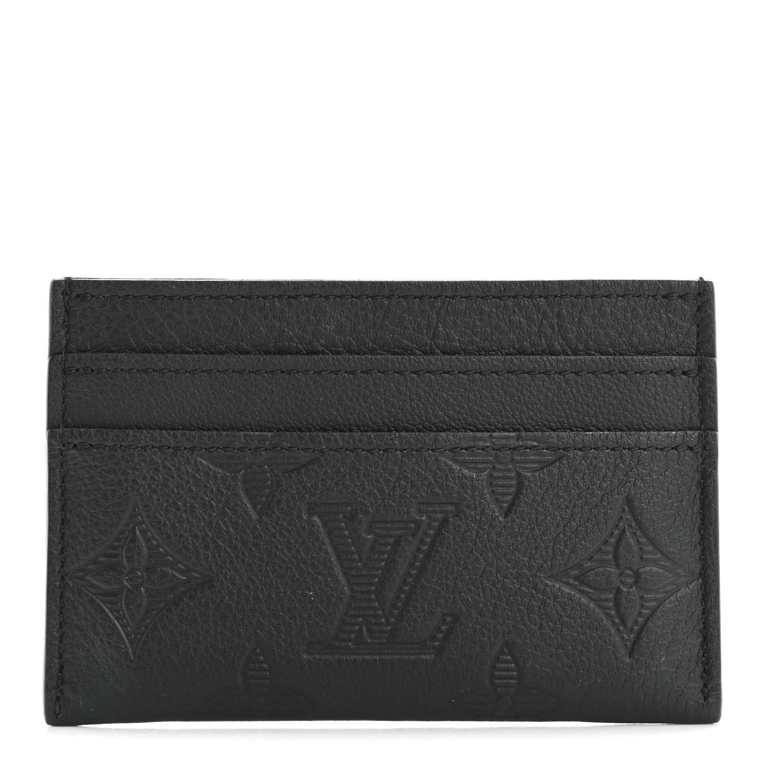 Louis Vuitton Calfskin Monogram Shadow Double Card Holder Black