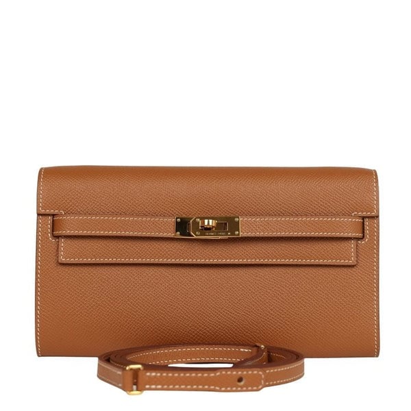 Hermes Pre-owned Hermes Kelly Wallet To Go Gold Epsom Gold Hardware