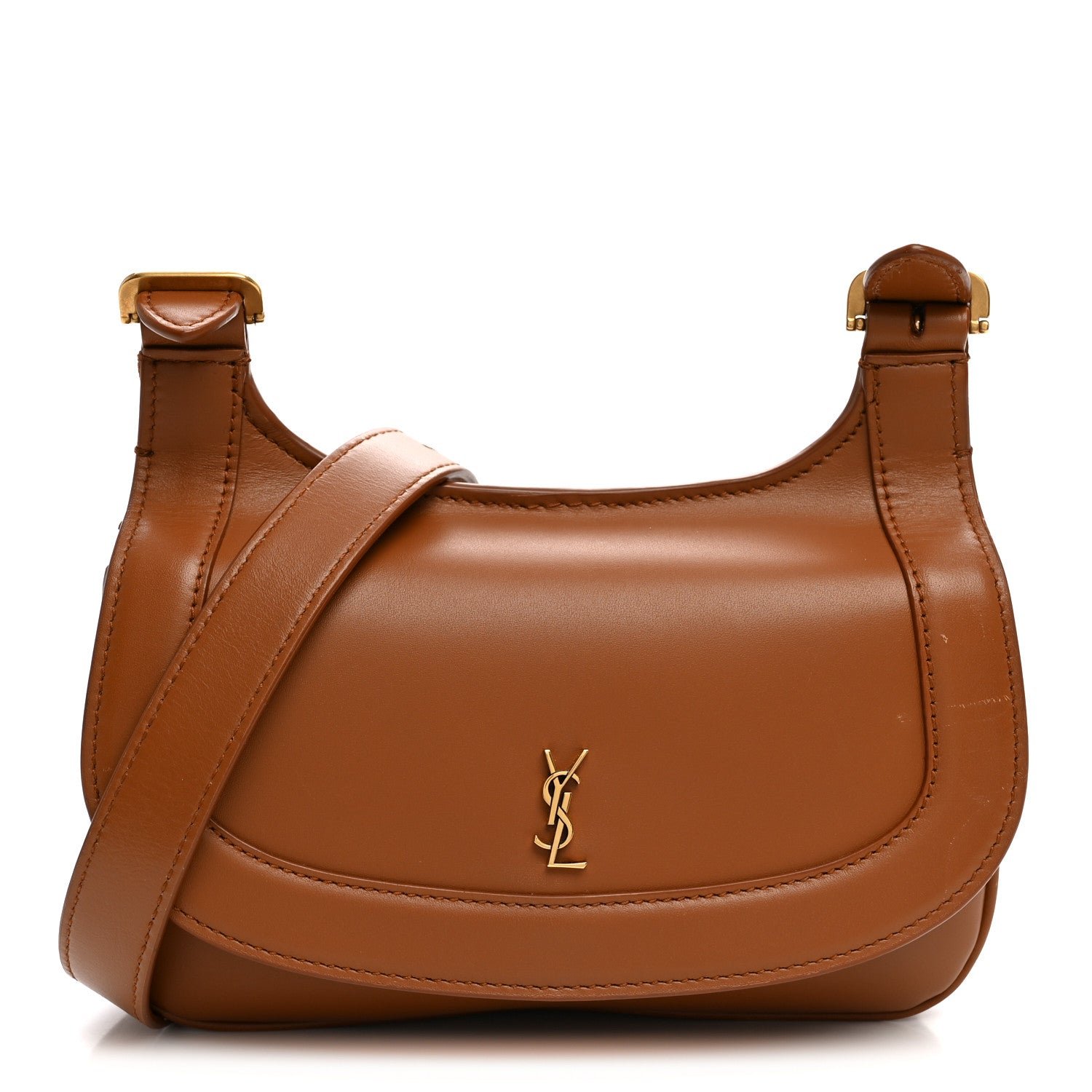 Saint Laurent Smooth Calfskin Small Charlie Shoulder Bag Miel Dark