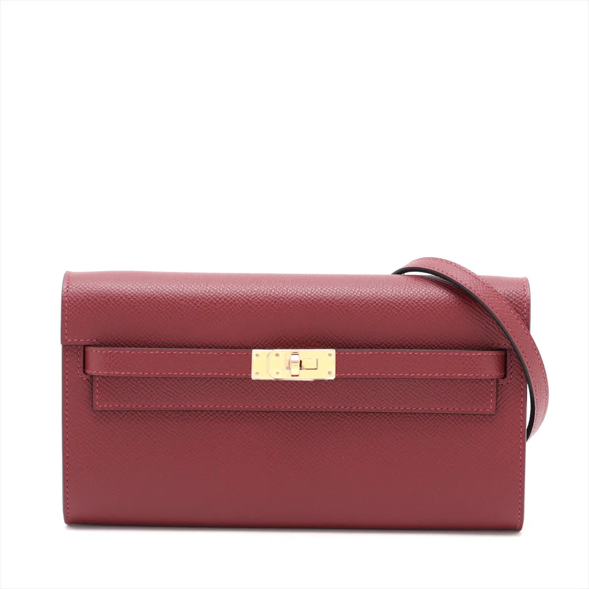 Hermès Kelly Wallet Togo Veau Epsom Rouge H Gold Metal Fittings