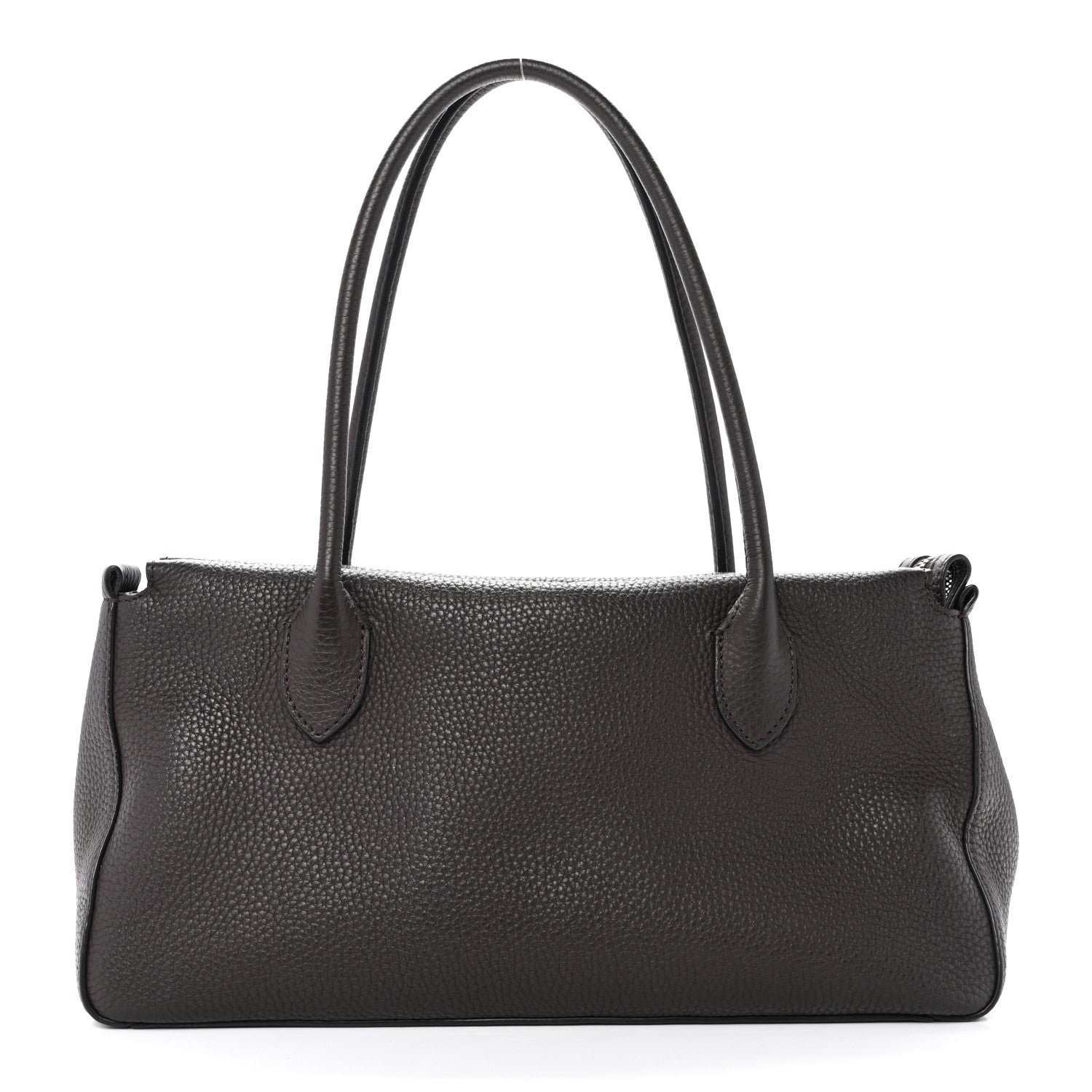 The Row Grained Calfskin E/W Top Handle Bag Deep Brown