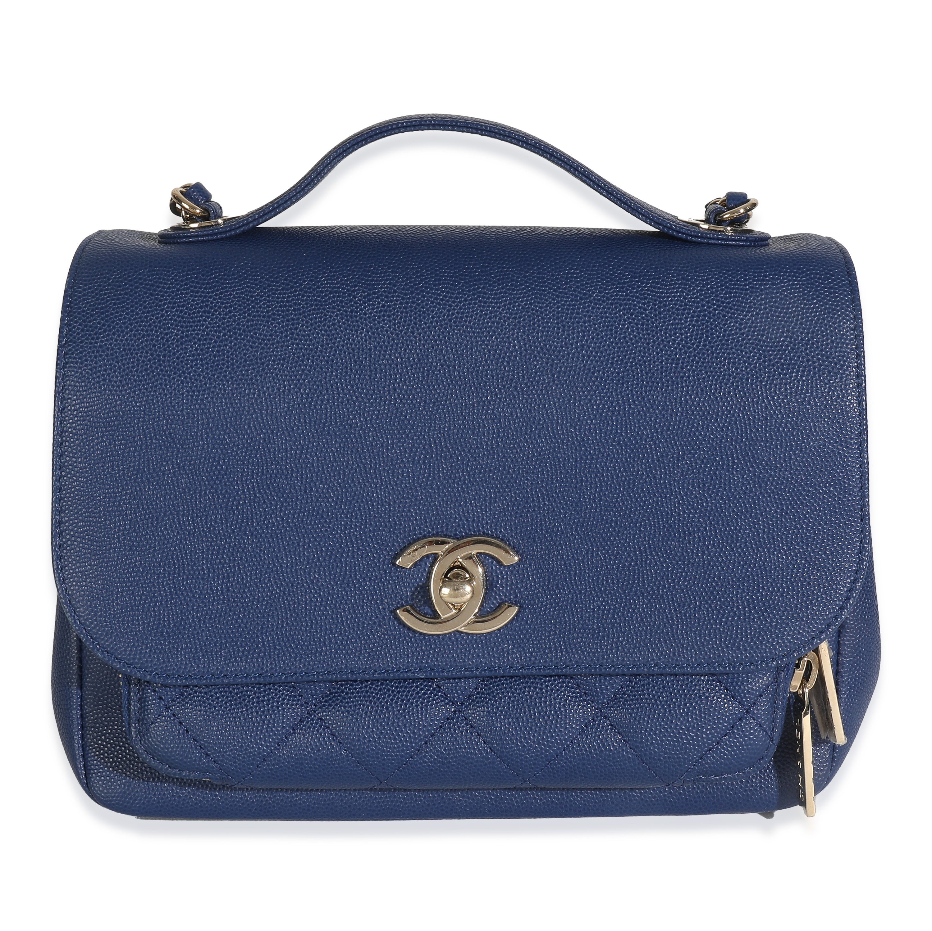 Chanel Dark Blue Quilted Caviar Medium Business Affinity Flap Bag
