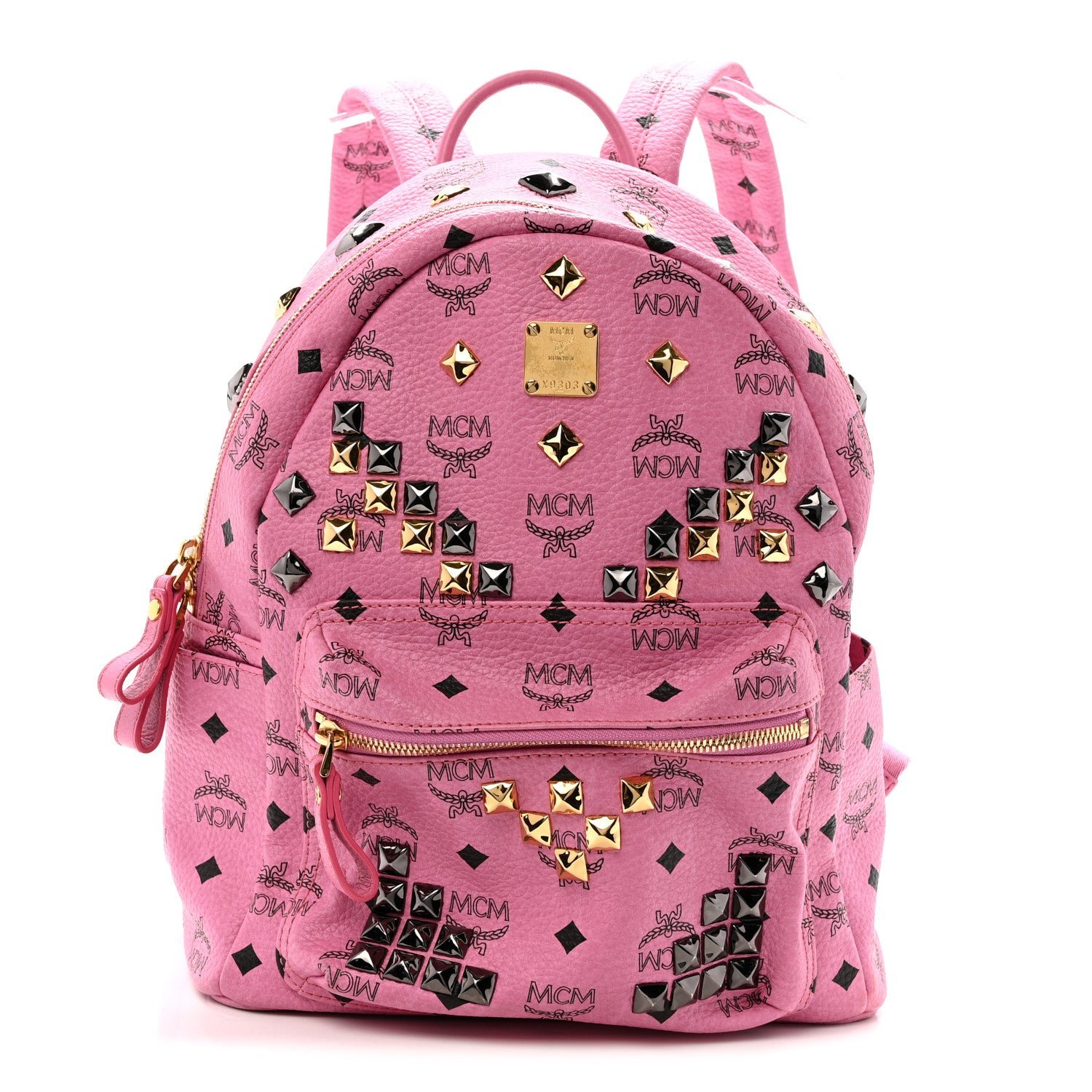 MCM MCM Visetos Studded Small Stark M Backpack Pink