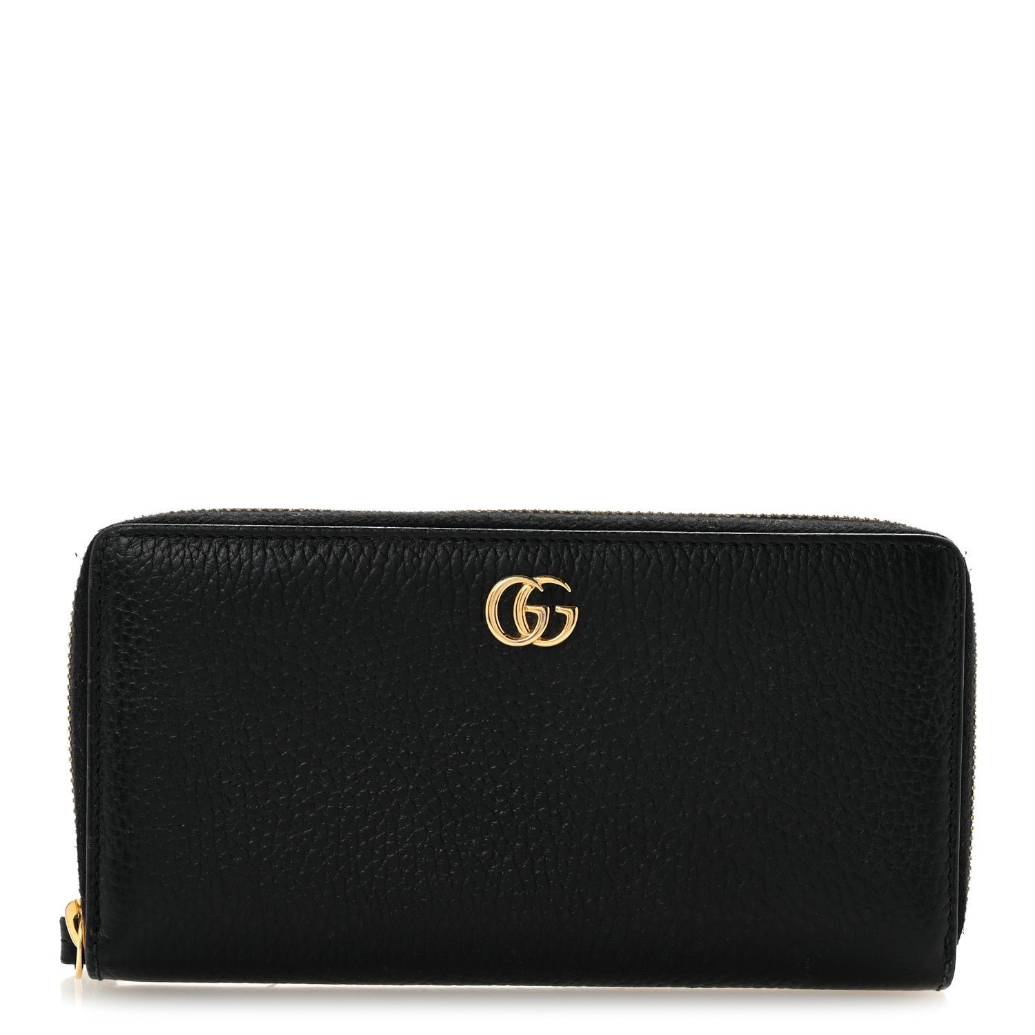 Gucci Dollar Calfskin GG Marmont Zip Around Wallet Black