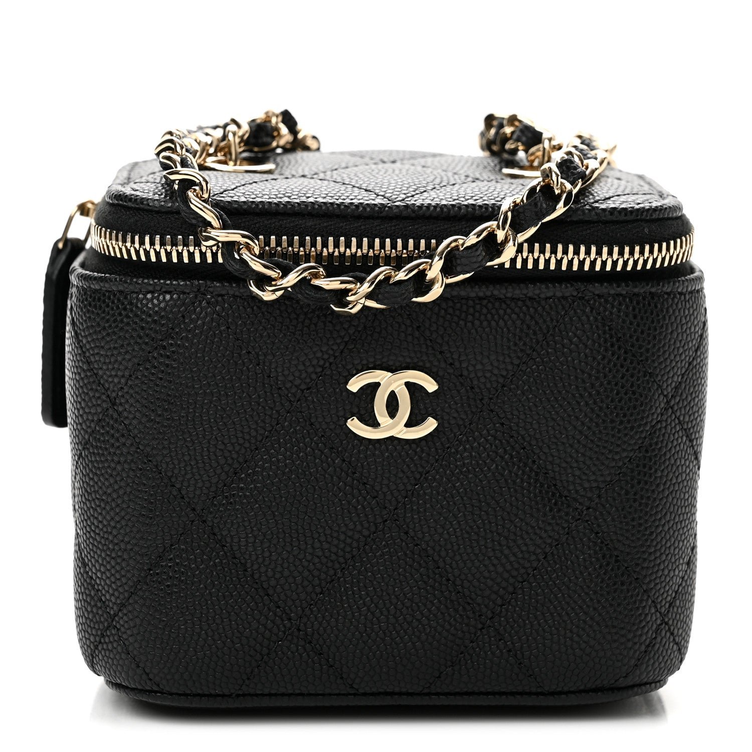 Chanel Caviar Quilted Mini Vanity Case With Chain Black