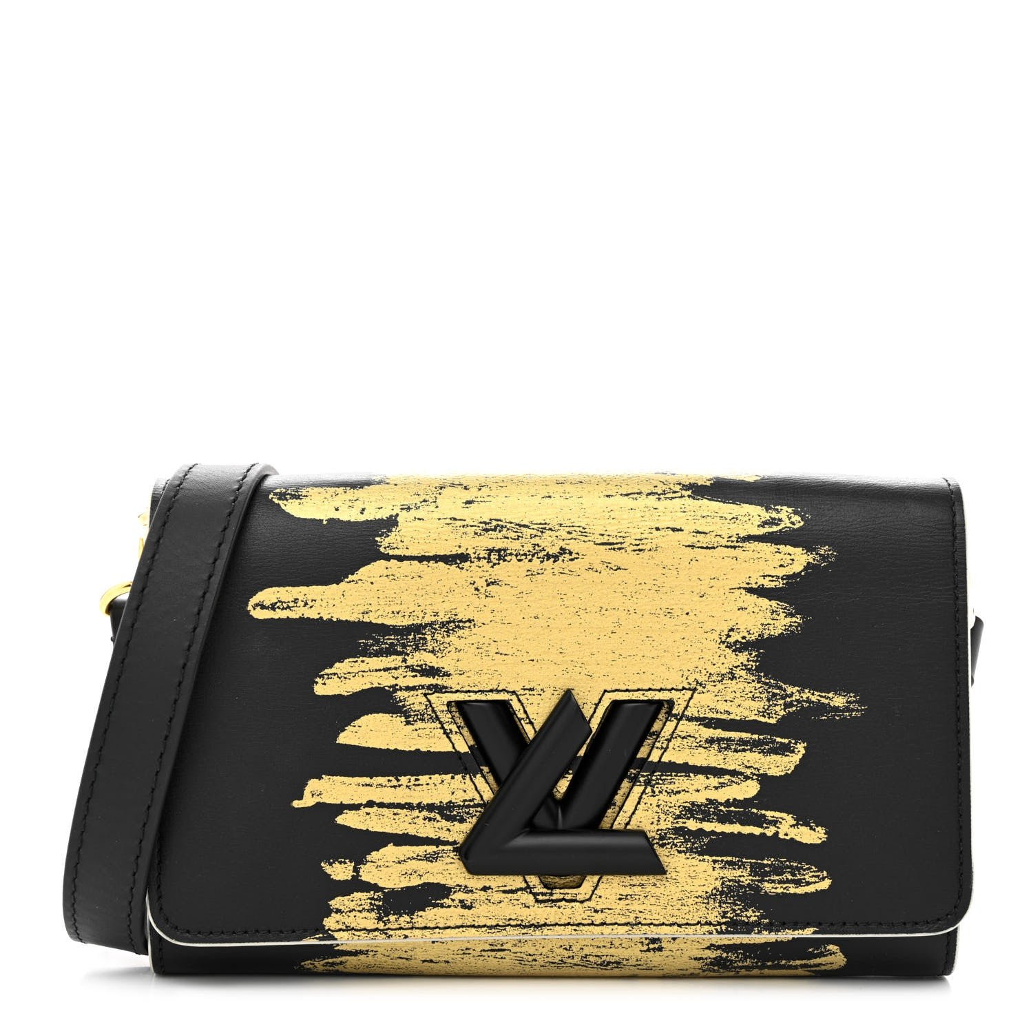 Louis Vuitton Calfskin Twist Chain Wallet Light Gold