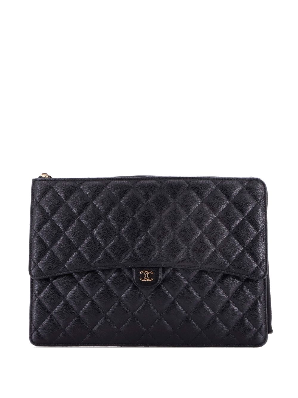 Chanel Flap Zip Quilted Caviar Large clutch bag
