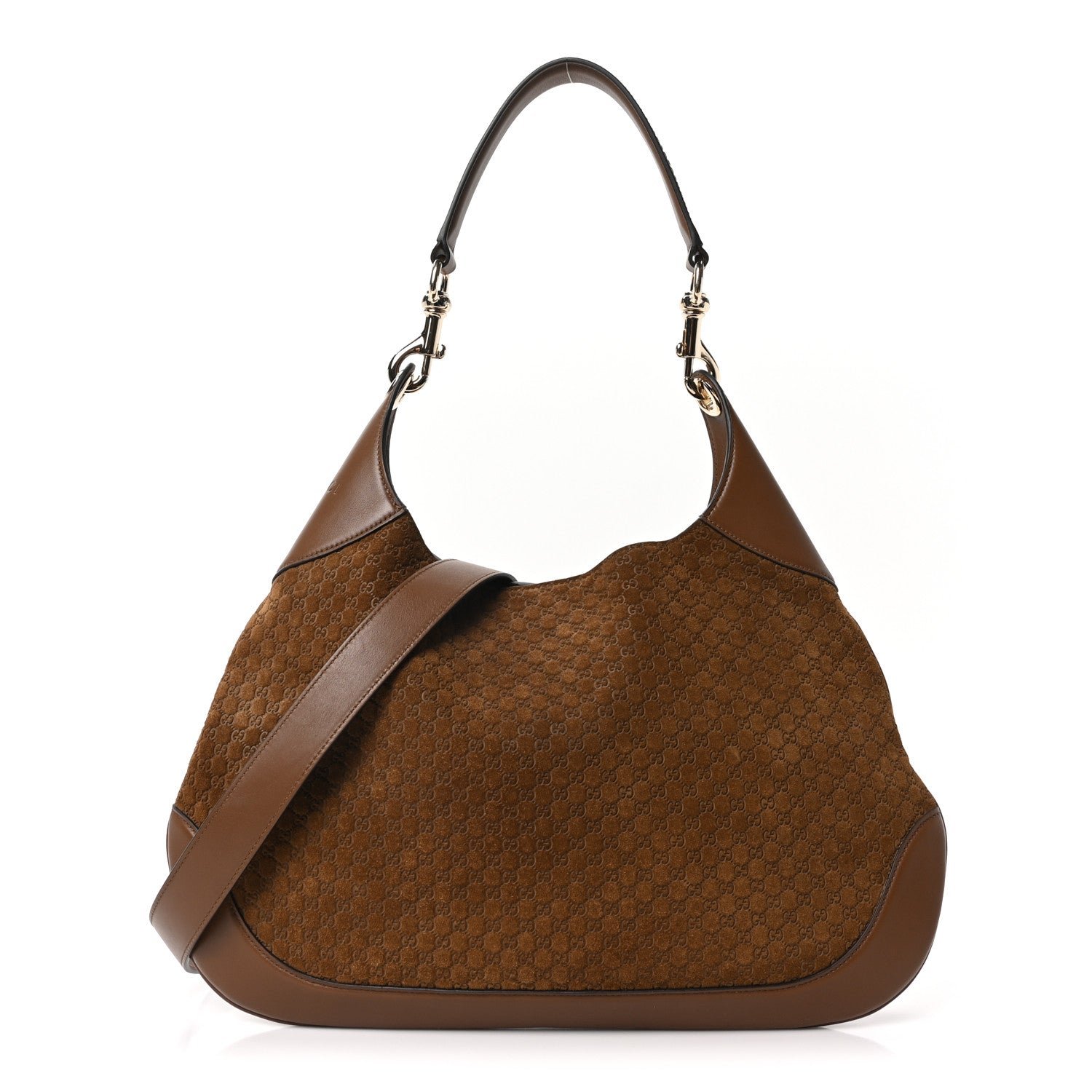 Gucci Suede Micro GG Medium B Shoulder Bag Brown