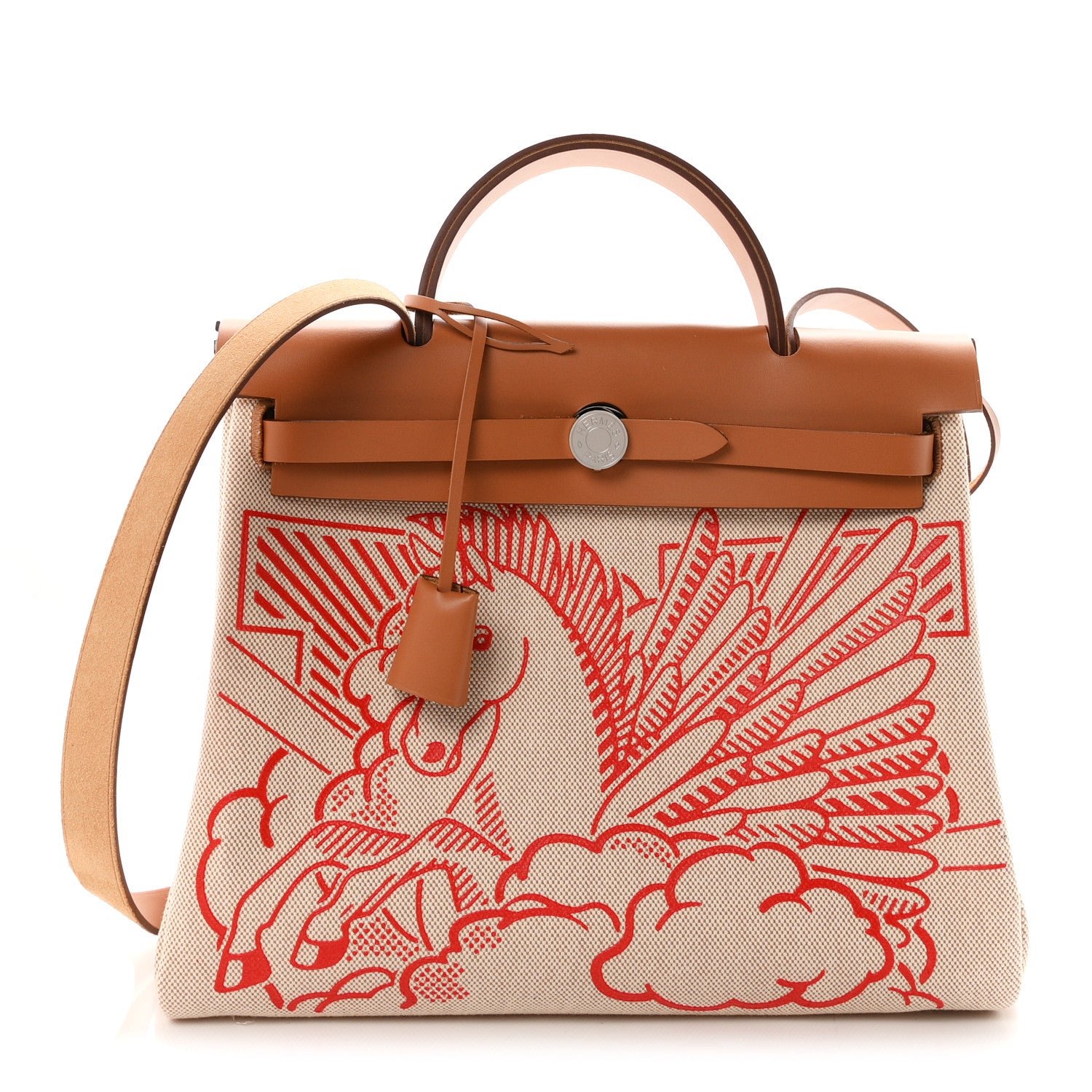 Hermes Vache Hunter Toile Pegase Pop Herbag Zip Retourne 31 PM Capucine Ecru