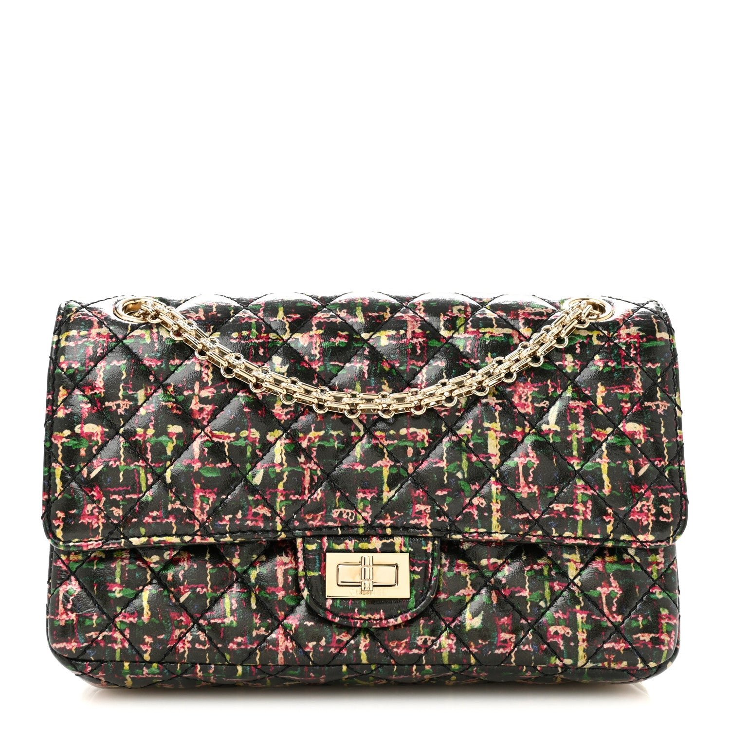Chanel Tweed Printed Lambskin Quilted 2.55 Reissue 225 Flap Multicolor