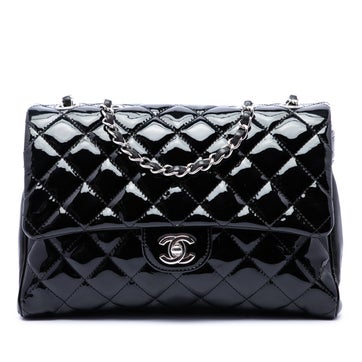 Large CC Quilted Patent Double Compartment Flap
