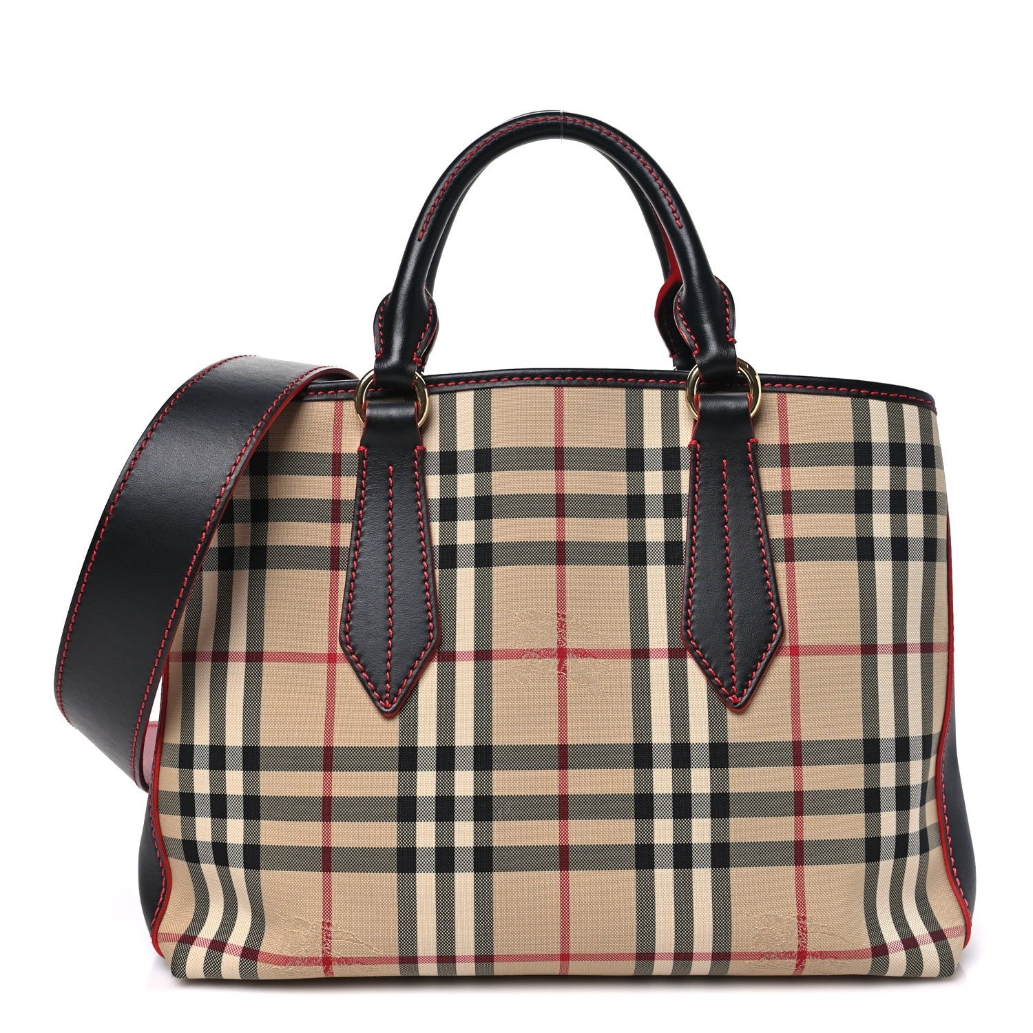 Burberry Horseferry Check Medium Ballingdon Tote Honey Black