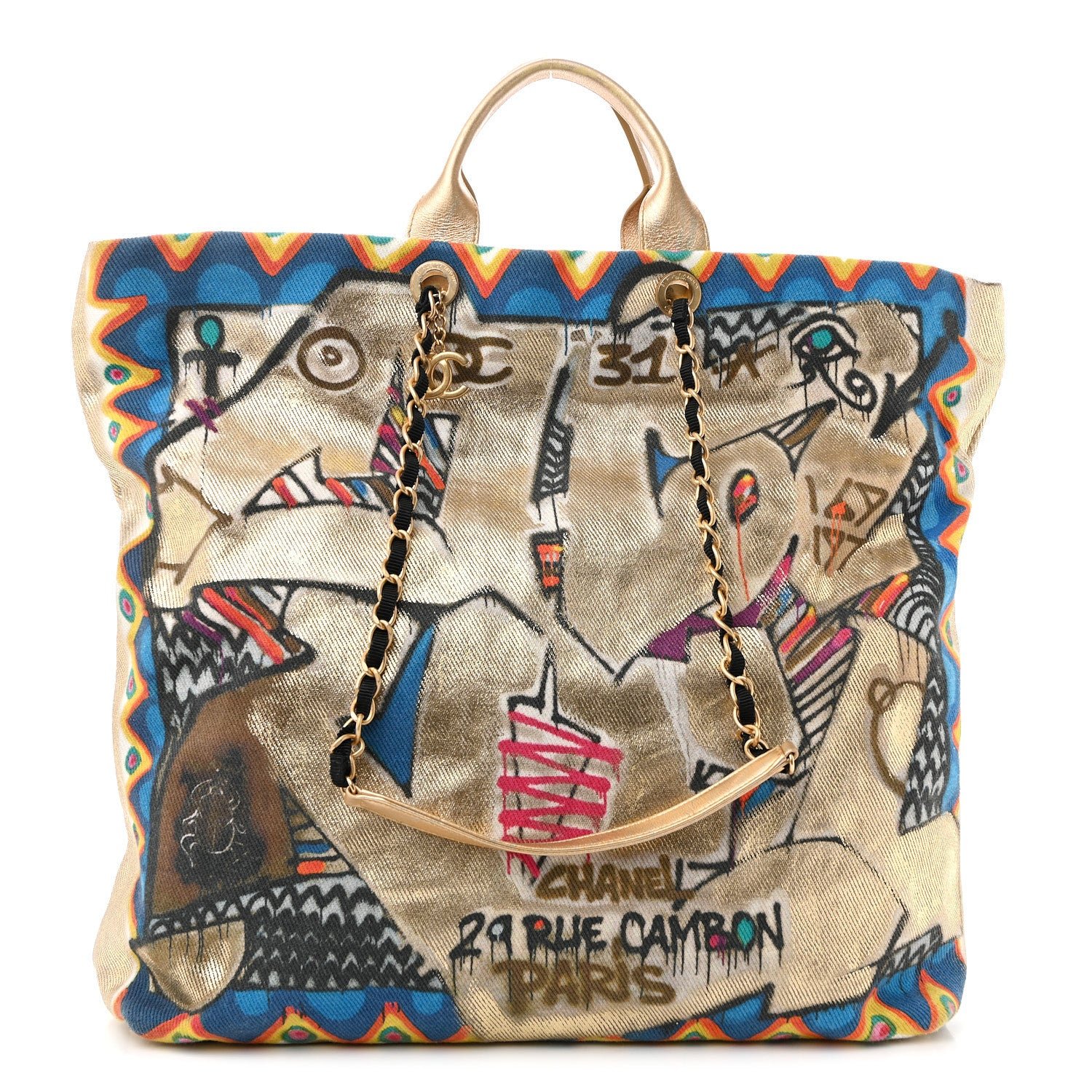 Chanel Graffiti Printed Canvas Street Spirit Tote Multicolor