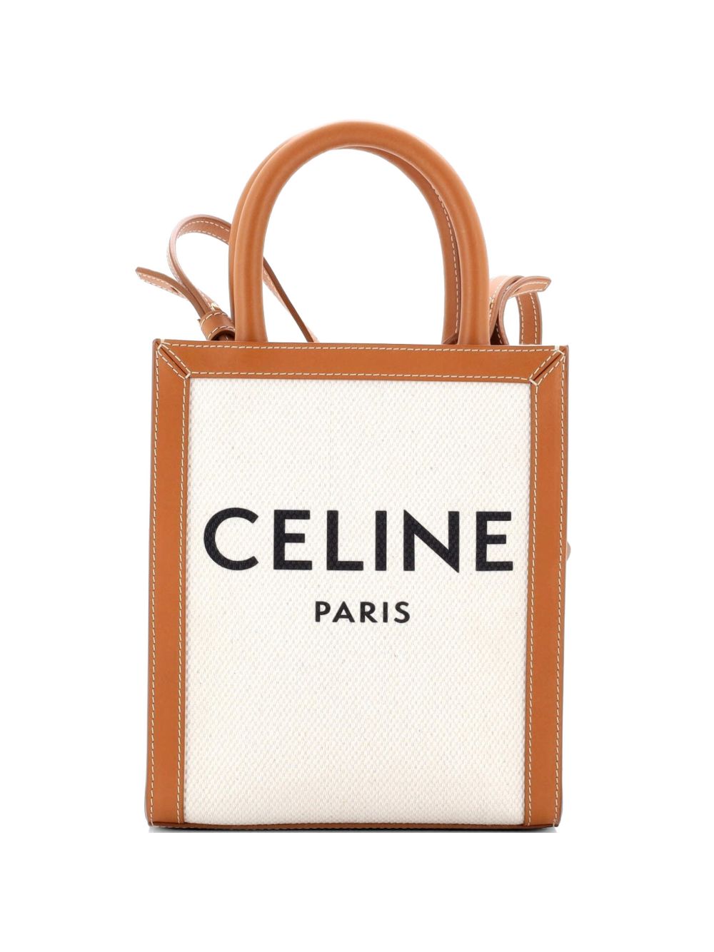 Vertical Cabas Canvas with Leather Mini tote bag