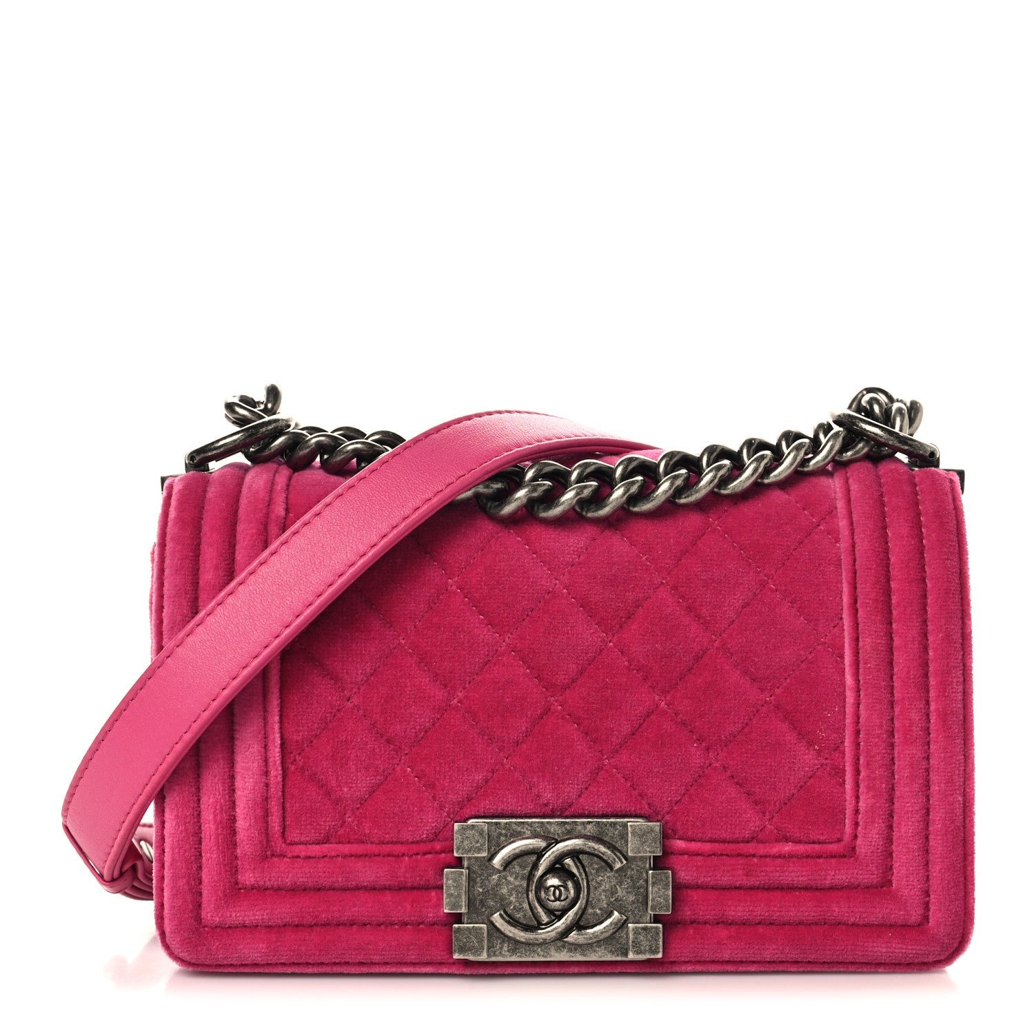 Chanel Velvet Quilted Small Boy Flap Pink