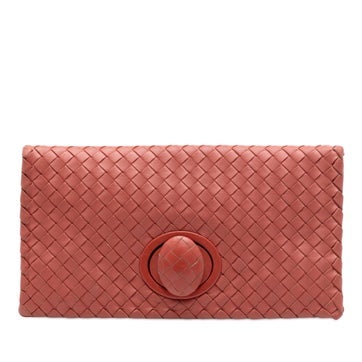 Leather Nappa Intrecciato Turn Lock Clutch