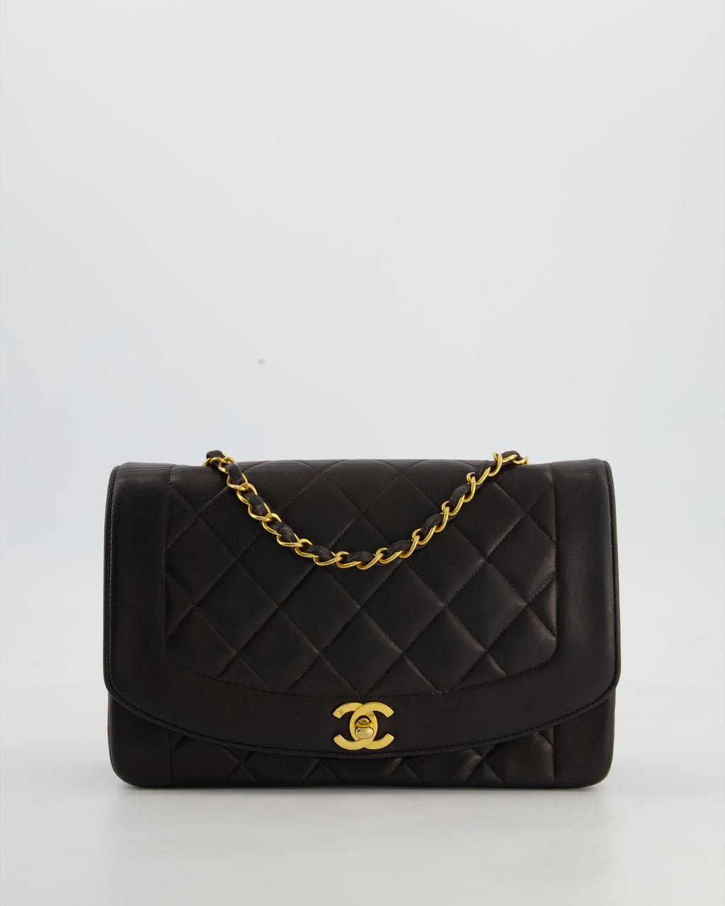 Chanel Vintage Espresso Brown Medium Diana Flap Bag in Lambskin Leather with 24K Gold Hardware