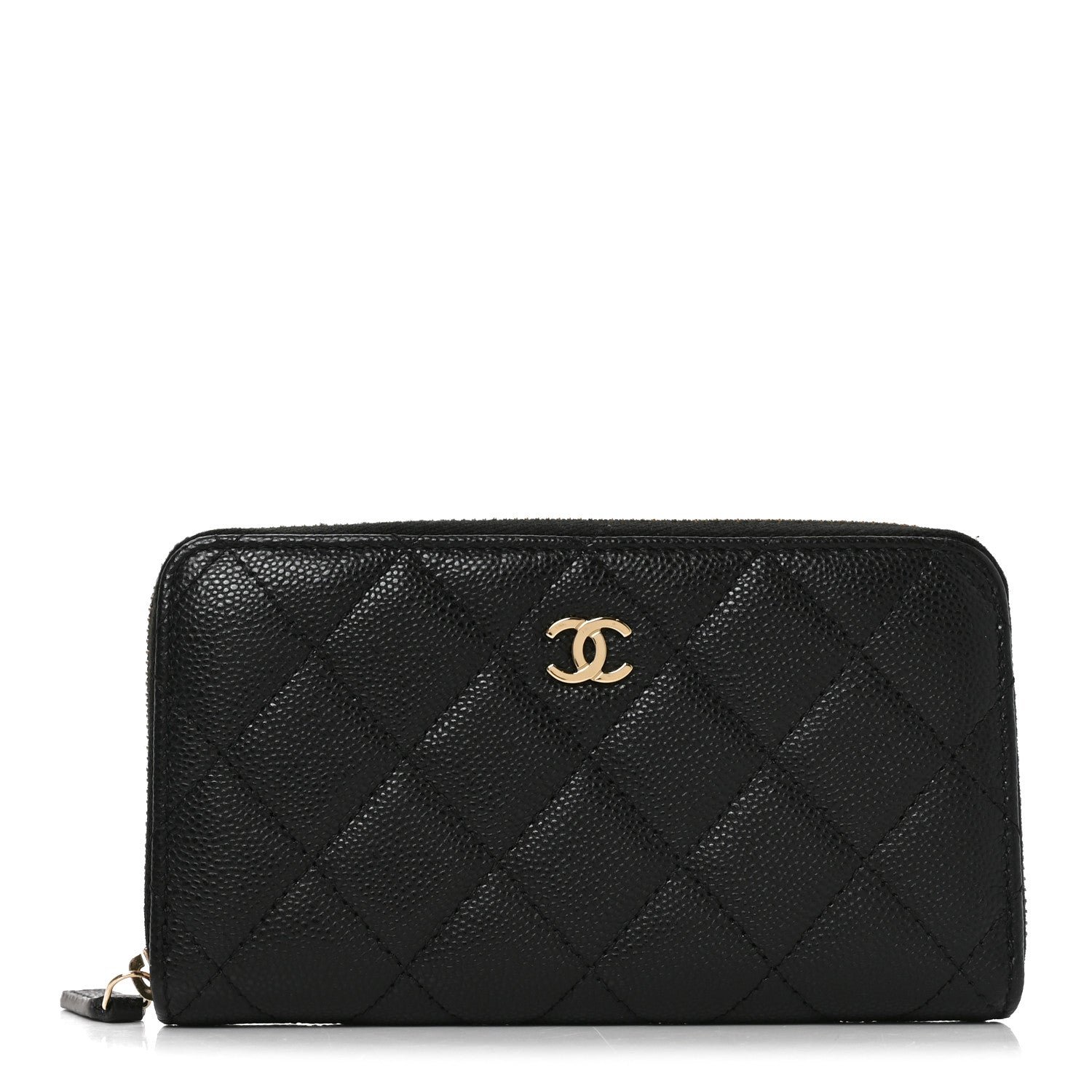 Chanel Caviar Quilted Medium Zip Around Wallet Black