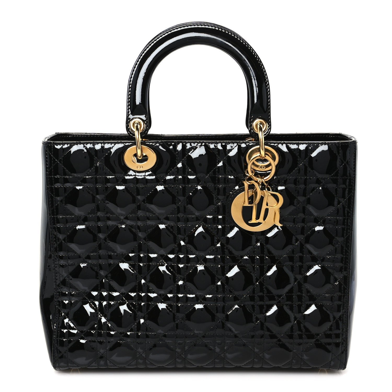 Christian Dior Patent Cannage Large Lady Dior Black