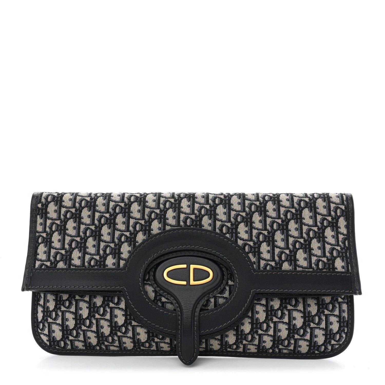 Christian Dior Oblique Fold Over Clutch Blue
