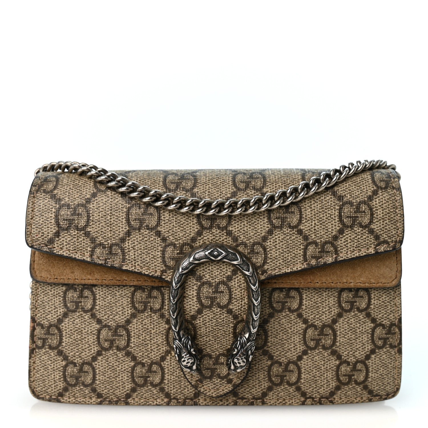Gucci GG Supreme Monogram Super Mini Dionysus Shoulder Bag Taupe