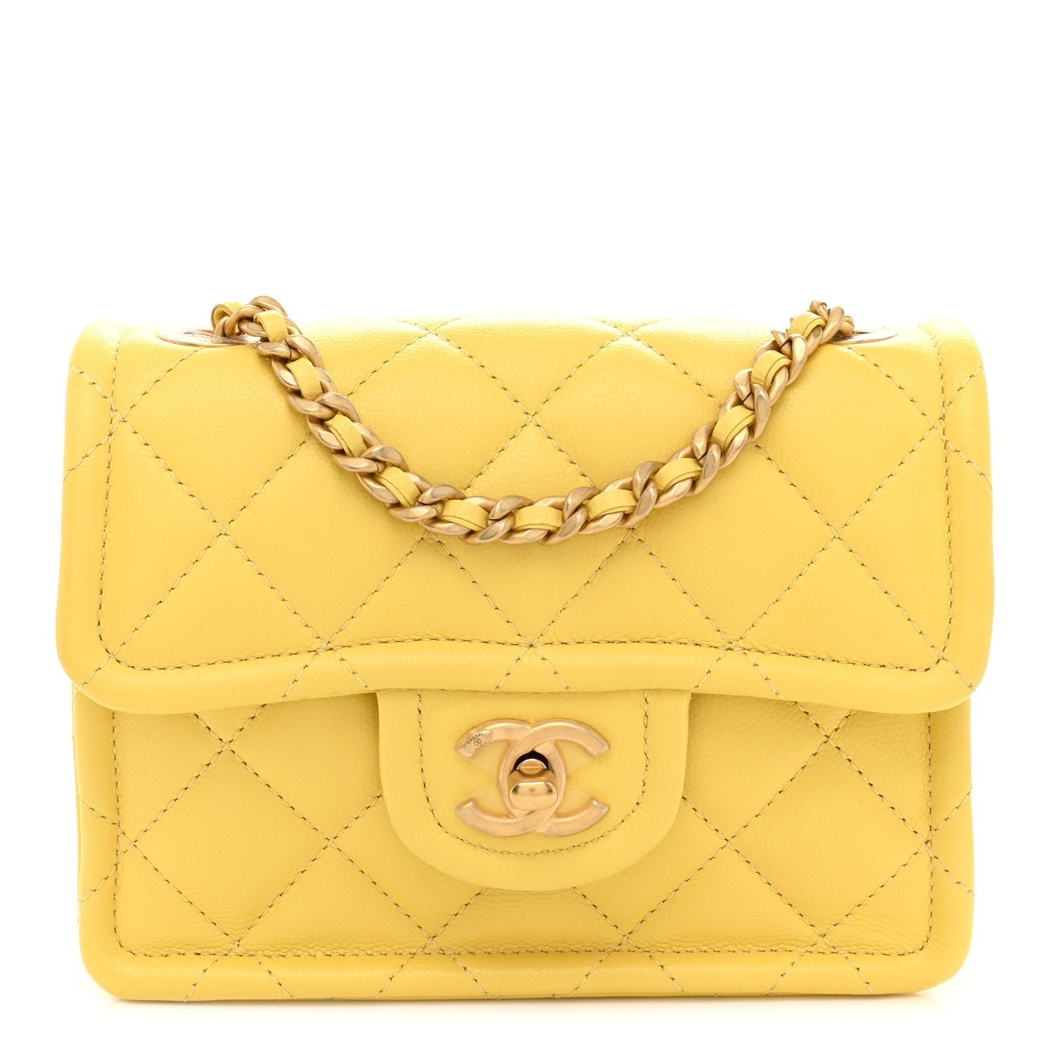 Chanel Caviar Quilted Mini Sweet Classic Flap Yellow