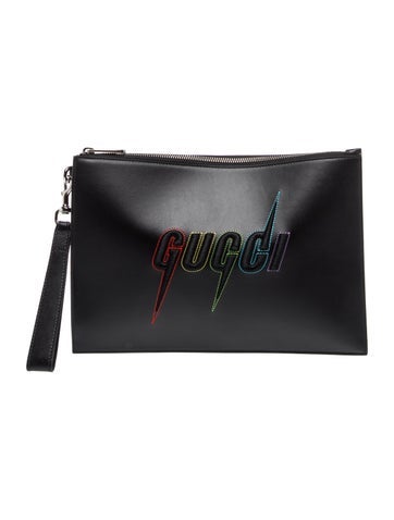 Leather Blade Embroidered Wristlet